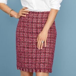 NWT Talbots Pink Tweed Fringe hem Skirt